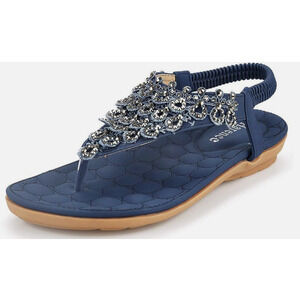 HARENCE Comfort Bejeweled Sandals Women's Size 42 (US 10) Elastic Flats Casual